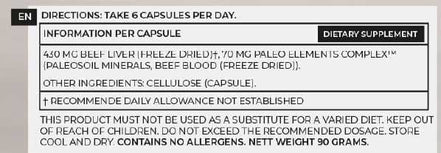 Acheter Paleo Powders Grass-Fed Beef Liver Capsules chez LiveHelfi