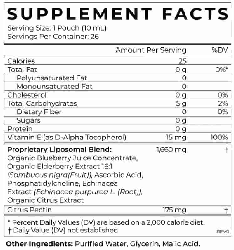 Cymbiotika Liposomal Elderberry ingredients